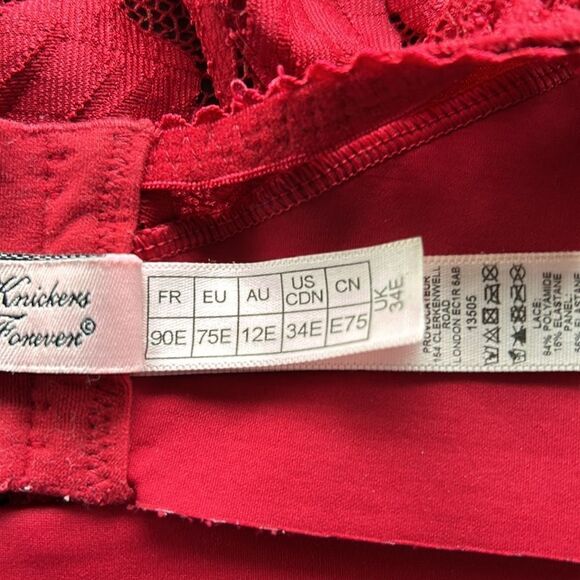 Agent Provocateur Bra Audrey Underwire lace stretch red pink adjustable 34DD - Picture 11 of 16